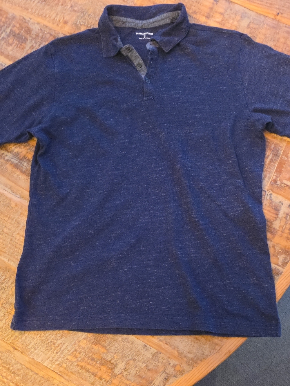Banana Republic Men's Navy Polo with Heathered Texture